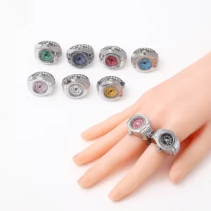 Finger Watches Set Adjustable Ring Watch for Women and Men