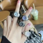 Finger Watches Set Adjustable Ring Watch for Women and Men