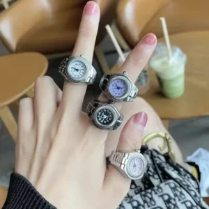 Finger Watches Set Adjustable Ring Watch for Women and Men